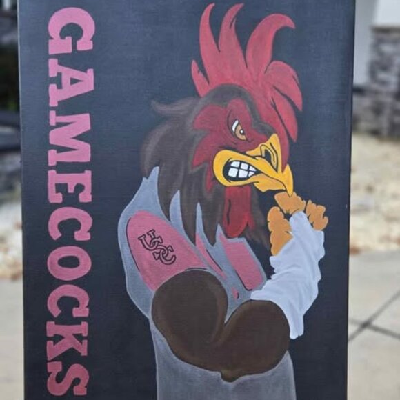🎨Painting - Carolina Gamecock - 18x24 Hand Painted Acrylic Mixed Media Art - Picture 1 of 3